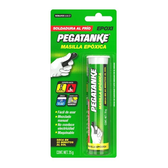 Pegatanke Masilla Epóxica Bi-Componente Moldeable 35g - Secado 20 min, Soldadura en Frío, Cura Bajo Agua, Resistencia 300°C