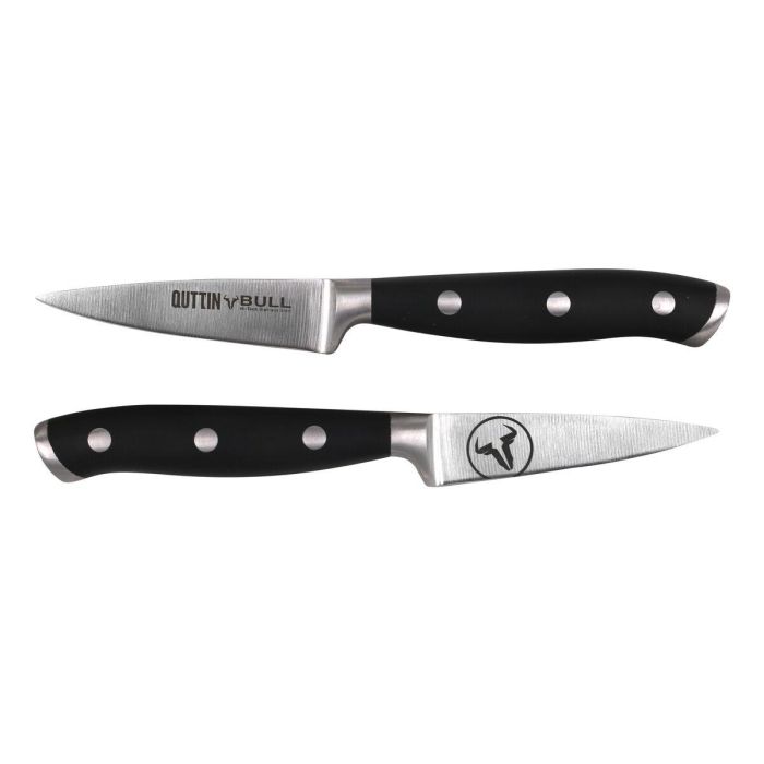Cuchillo Pelador Quttin Bull Negro Plateado Acero Inoxidable 9 cm (4 Unidades) 2 Cuchillo Pelador Quttin Bull Negro Plateado Acero Inoxidable 9 cm (4 Unidades) 2