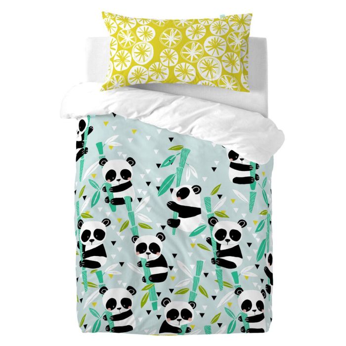 Funda de almohada HappyFriday Moshi Moshi Panda garden blue Multicolor 50 x 75 cm 1