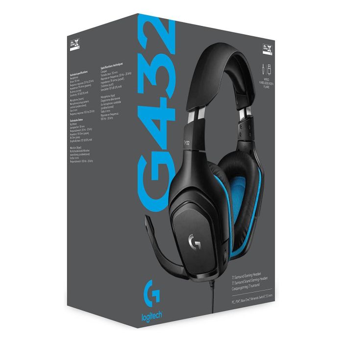 Logitech G432 Auriculares Gaming USB 2.0 Jack 3.5 Micrófono Negros DTS Headphone:X 2.0 7.1 Surround Sound 5