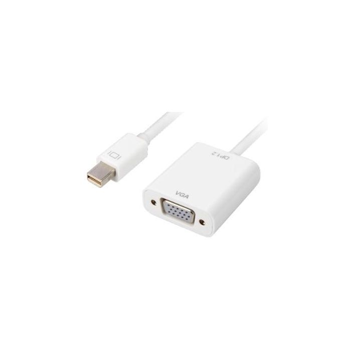 Sharkoon Cable Mini DisplayPort a VGA 15cm Blanco - Adaptador Conector Macho a Hembra, Resolución 3840x2160