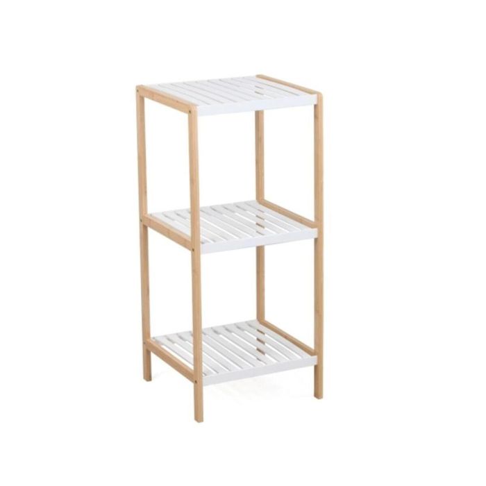 DKD Home Decor Estantería Basicos 3 Estantes en Bambú y Pino Blanco Natural de 35 cm Ancho, 79 cm Alto y 35 cm Largo
