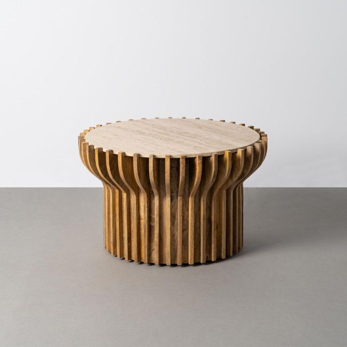 Mesa Centro Madera-Mármol Salón 78,50 X 78,50 X 47 cm