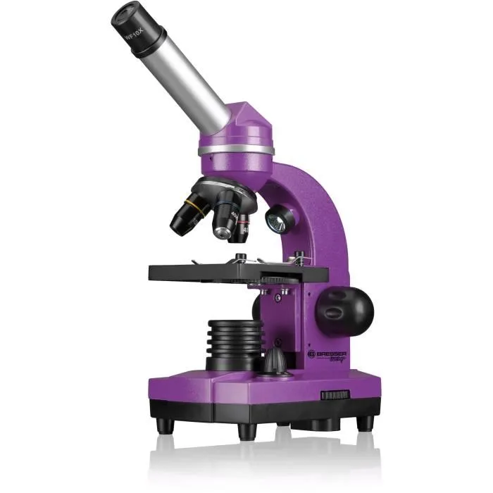 Bresser Microscopio SEL 40x-1600x Kit Experimentos Junior para Estudiantes, Violeta BRE4007922053547 2