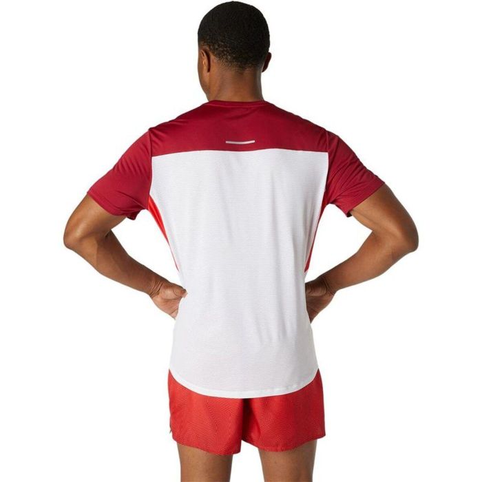 Camiseta de Manga Corta Hombre Asics Race Blanco Rojo S 5 Camiseta de Manga Corta Hombre Asics Race Blanco Rojo S 5