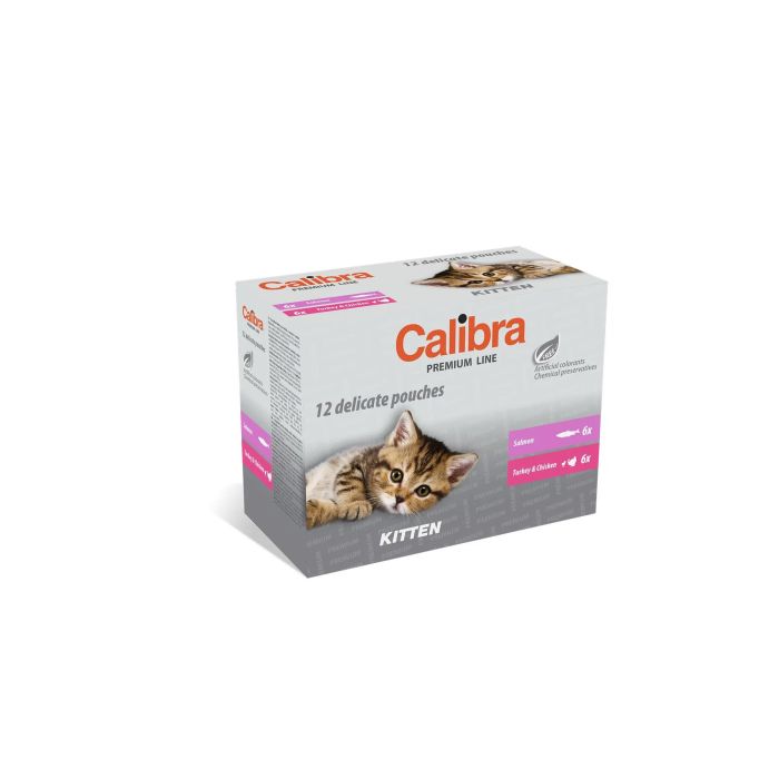 Calibra Kitten Pouch Multipack Caja 12x100 gr Comida Húmeda Gatos Gatito Salmón y Pavo/Pollo