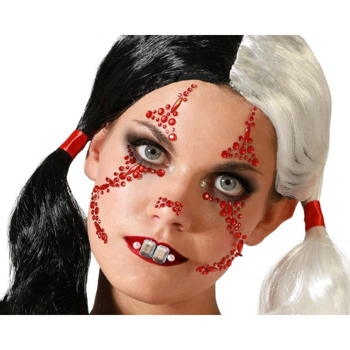 Joyas Faciales Adhesivas Rojas para Maquillaje de Payaso Diabólico Siniestro, Diseño Agresivo para Disfraces de Halloween y Cosplay Macabro Joyas Faciales Adhesivas Rojas para Maquillaje de Payaso Diabólico Siniestro, Diseño Agresivo para Disfraces de Halloween y Cosplay Macabro