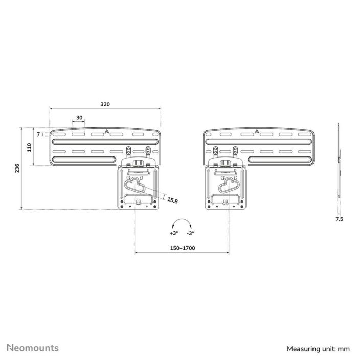 Neomounts WL30-265BL1 Soporte de pared para TV de 43 a 85 pulgadas, hasta 60kg, compatible con Samsung, ultraplano, acero, negro 9