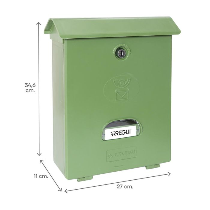 Arregui Buzón Exterior Classic Poliestireno Verde 27x11x34,6 cm - Ideal Zonas Costeras, Tapa Superior, para Formato A4 1