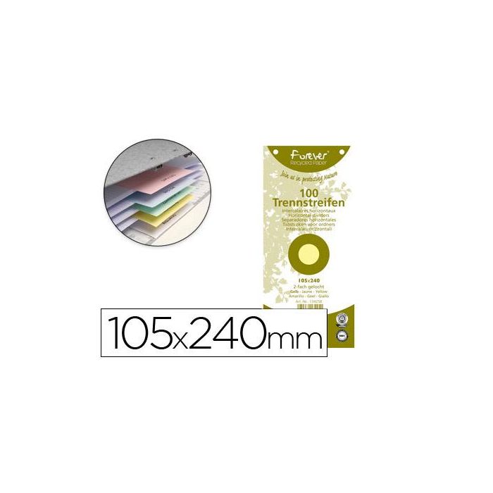 Separador Exacompta Cartulina De 180 gr Juego De 100 Separadores 105x240 mm Con 2 Taladros Color Amarillo