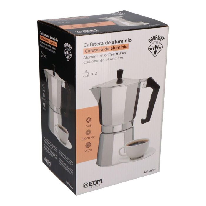 Gourmet Kitchen Cafetera de Aluminio 12 Tazas, Compatible con Gas, Vitrocerámica y Placa Eléctrica 1