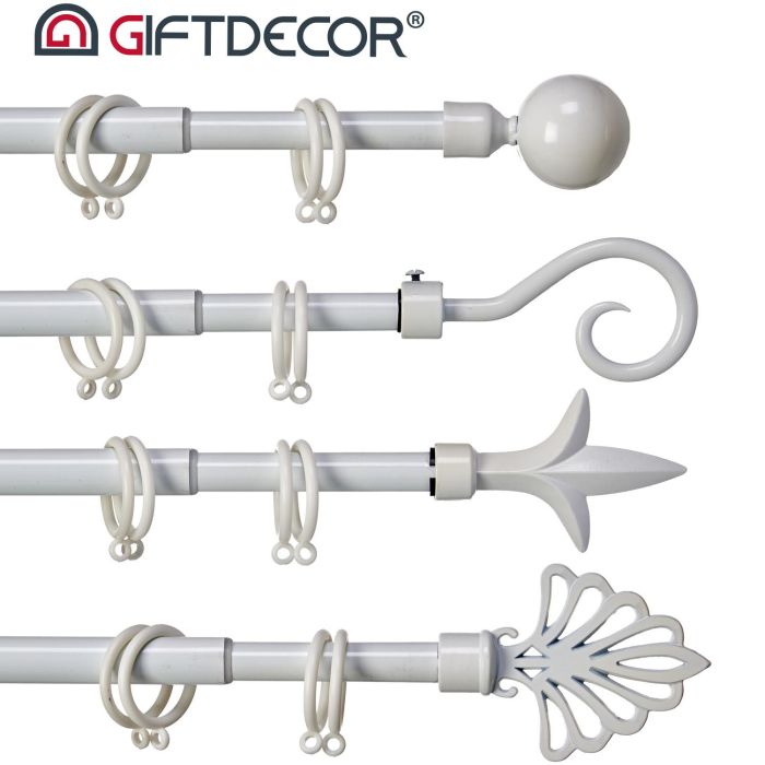 Barra Cortina Blanca 120-210 cm, Hierro, Giftdecor (8 Unidades) 1 Barra Cortina Blanca 120-210 cm, Hierro, Giftdecor (8 Unidades) 1