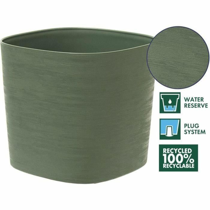 Maceta con reserva de agua - GARDEN ID Respect - Verdigris 40 x 40 cm - 100% residuos domésticos - 100% reciclable - Superficie estructurada. 3