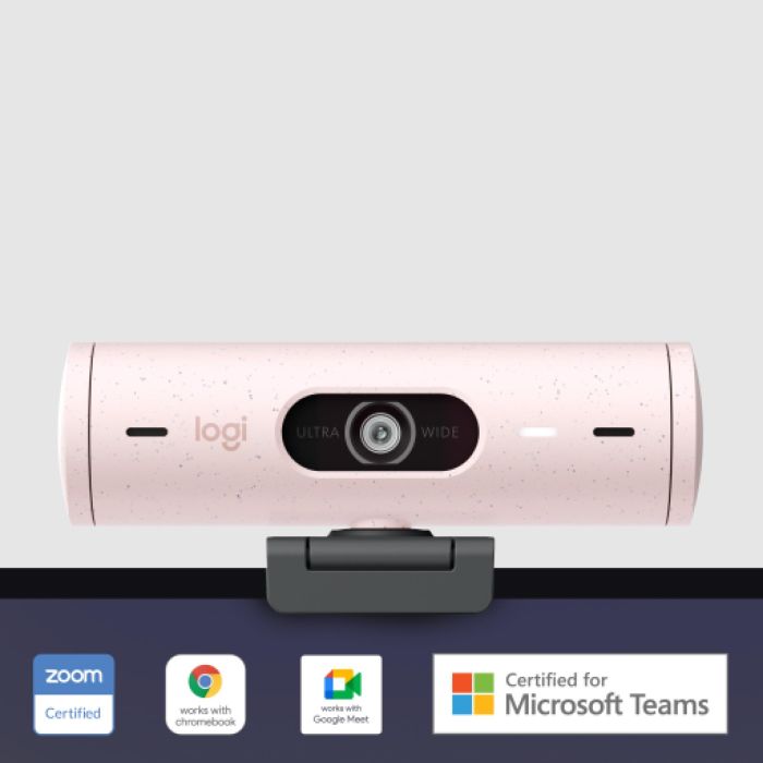 Logitech Webcam Brio 500 Rosa Full HD 1080p, 4 MP, Zoom Digital 4x, Enfoque Automático, USB-C 1