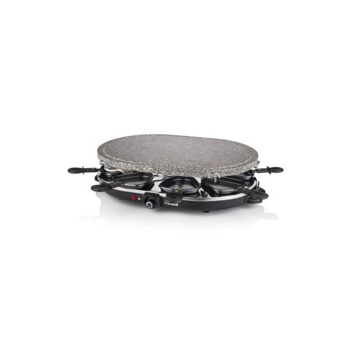 Princess 162720 Parrilla Raclette Oval Stone para 8 Personas, Plancha de Piedra Antiadherente y Termostato, 1200W