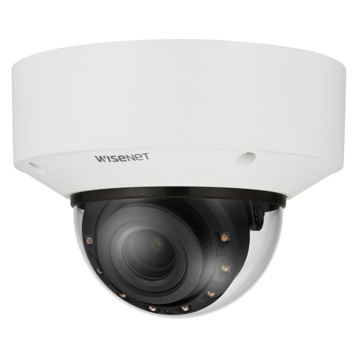 Hanwha Wisenet X Core Cámara IP Minidomo 4MP AI 2.8-10mm IR40 WDR H.265 IK08 IP52 Interior 12V/PoE