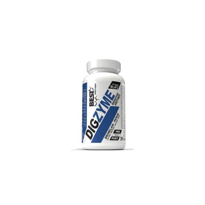 BEST PROTEIN Digzyme Neutro: Enzimas digestivas con bromelaína y papaína para asimilación de nutrientes. 60 cápsulas.