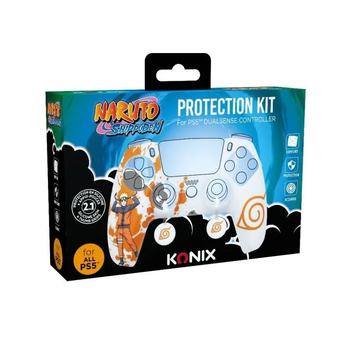 Konix Funda Protectora para Mando DualSense PS5 de Silicona con Agarre para Pulgares, Diseño Konoha Naruto Blanco 5 Konix Funda Protectora para Mando DualSense PS5 de Silicona con Agarre para Pulgares, Diseño Konoha Naruto Blanco 5