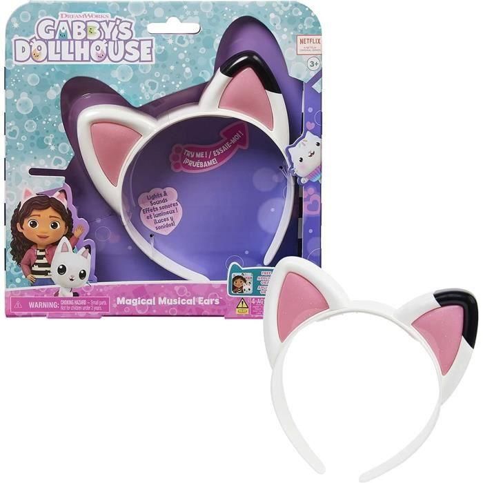 Spin Master 6060413 Orejas Mágicas de Gato Gabby's Dollhouse con Luces, Sonidos, Más de 10 Frases y Canciones, 3 Modos de Juego