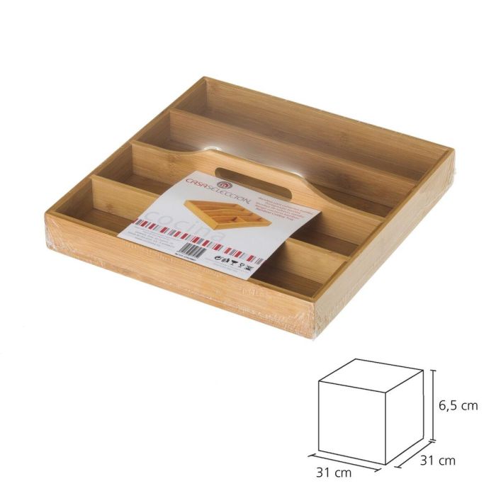 Organizador para Cubiertos Natural Bambú 31 x 31 x 6,5 cm 1