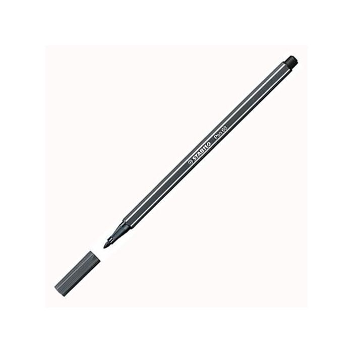Stabilo Pen 68 Rotulador Gris Intenso, Caja de 10 Unidades