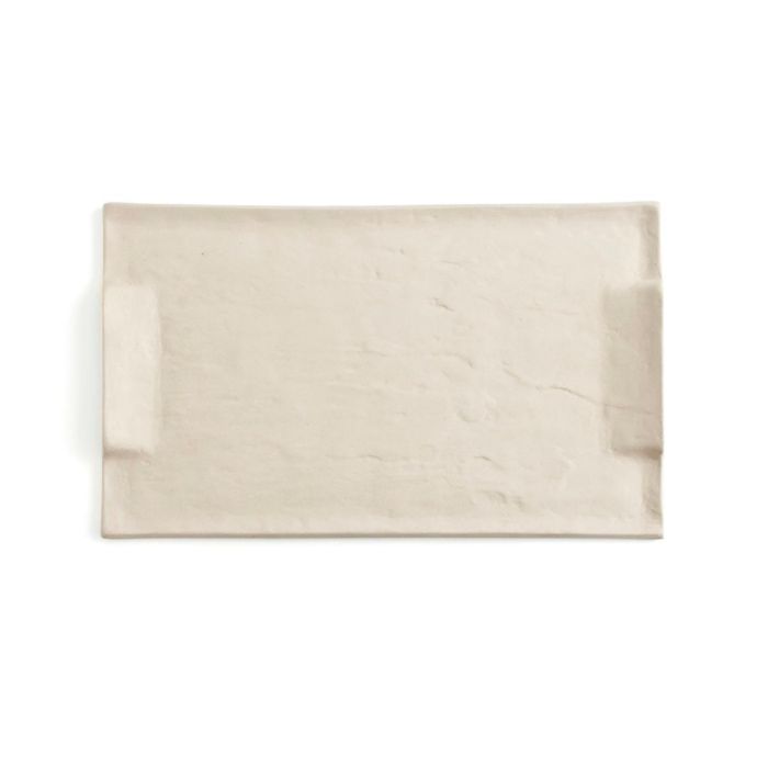 Quid Mineral Gres Bandeja Rectangular Cerámica Beige 30x18 cm - 6 Unidades Alta Resistencia, Apta Lavavajillas y Microondas