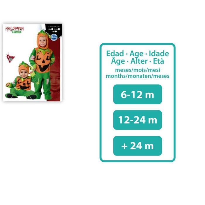 Disfraz Calabaza Bebé Niño 12-24 Meses Halloween Unisex Multicolor Capucha Mono Polyester