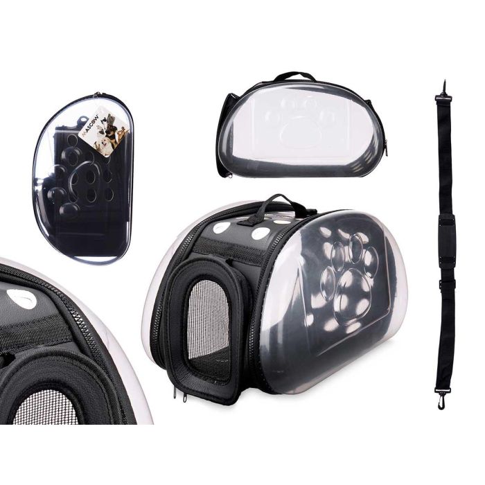 Transportin Transparente Negro Pequeño Mascow 37X22CM (6 Unidades) Transportin Transparente Negro Pequeño Mascow 37X22CM (6 Unidades)