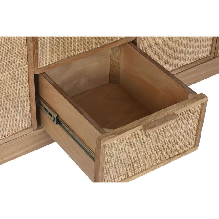 DKD Home Decor Buffet Tropical Natural Roble Ratán MDF Chapa con 3 Cajones 4 Puertas - 182x45x71 cm 5 DKD Home Decor Buffet Tropical Natural Roble Ratán MDF Chapa con 3 Cajones 4 Puertas - 182x45x71 cm 5