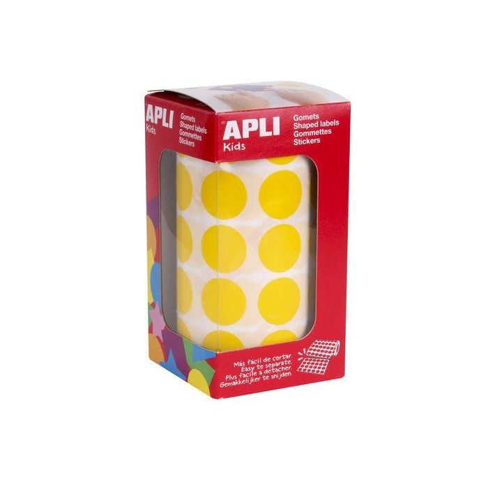 Apli Gomets Autoadhesivos Redondos 20 mm, Rollo de 1770 Unidades, Amarillo