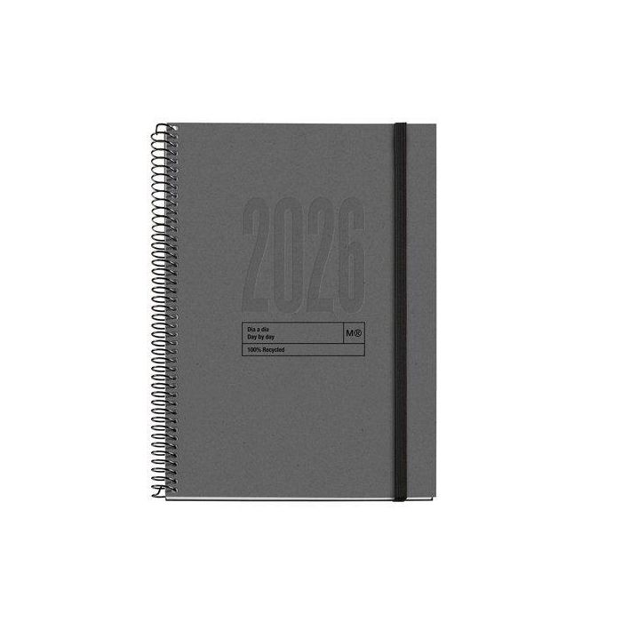Agenda Anual (2026) Miquelrius Recycled Espiral Tapa Dura Con Goma Plus 155X213 D/P Grafito