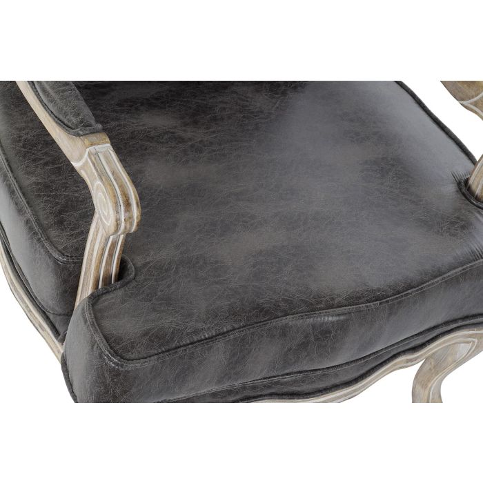 DKD Home Decor Sillón Loft Marrón Natural 70 x 66 x 94 cm PU y Rubberwood 1