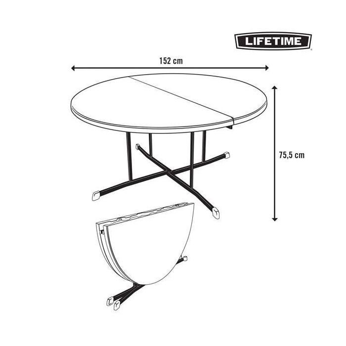 Mesa redonda plegable por la mitad lifetime d152 cm - modelos surtidos 6