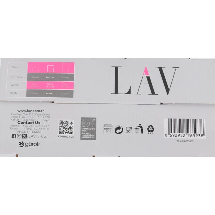 LAV Set 4 Vasos Pinta 340 cc Colores (6 Cajas)