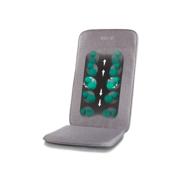 Beurer Funda de Asiento con Masaje Shiatsu, 4 Cabezales, Tejido de Alta Calidad, Color Gris 2 Beurer Funda de Asiento con Masaje Shiatsu, 4 Cabezales, Tejido de Alta Calidad, Color Gris 2