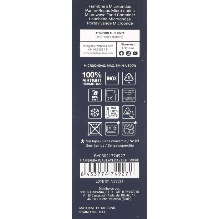 Fiambrera de plástico y acero con 2 departamentos - Thermosport (6 Unidades) 10 Fiambrera de plástico y acero con 2 departamentos - Thermosport (6 Unidades) 10