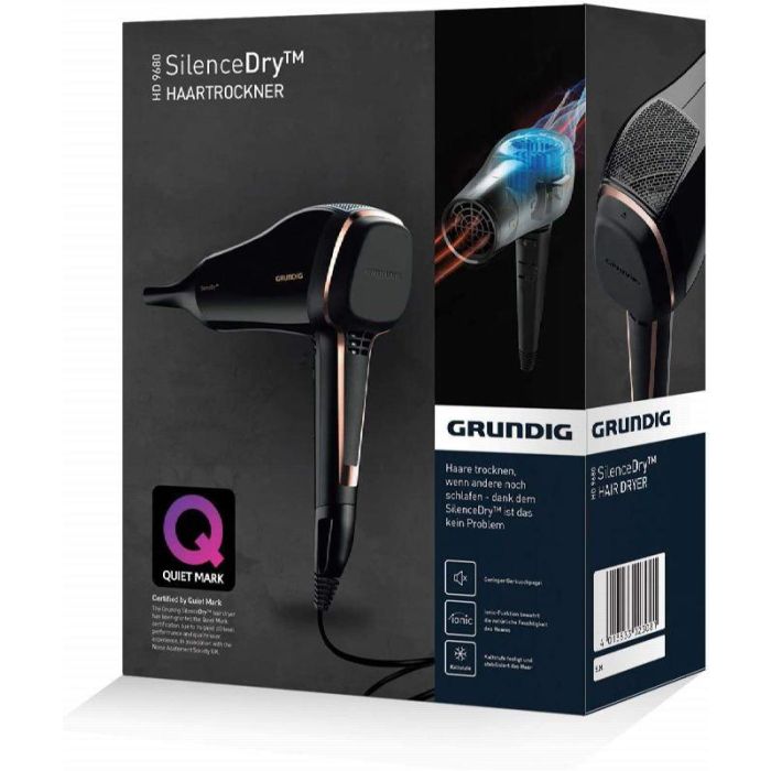 Grundig Ionic Silence Dry - Secador de Pelo Ionic - Secador Iónico Profesional Silencioso para un Secado Rápido y Suave