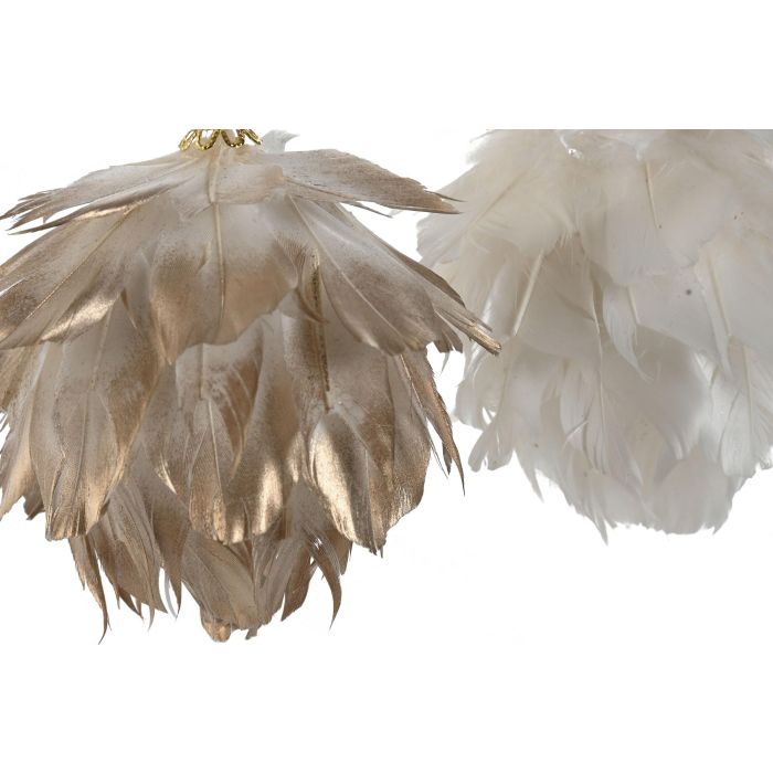 Bola Decoracion Navidad Moderna DKD Home Decor Dorado Blanco 10 x 19 x 10 cm (12 Unidades) 2 Bola Decoracion Navidad Moderna DKD Home Decor Dorado Blanco 10 x 19 x 10 cm (12 Unidades) 2