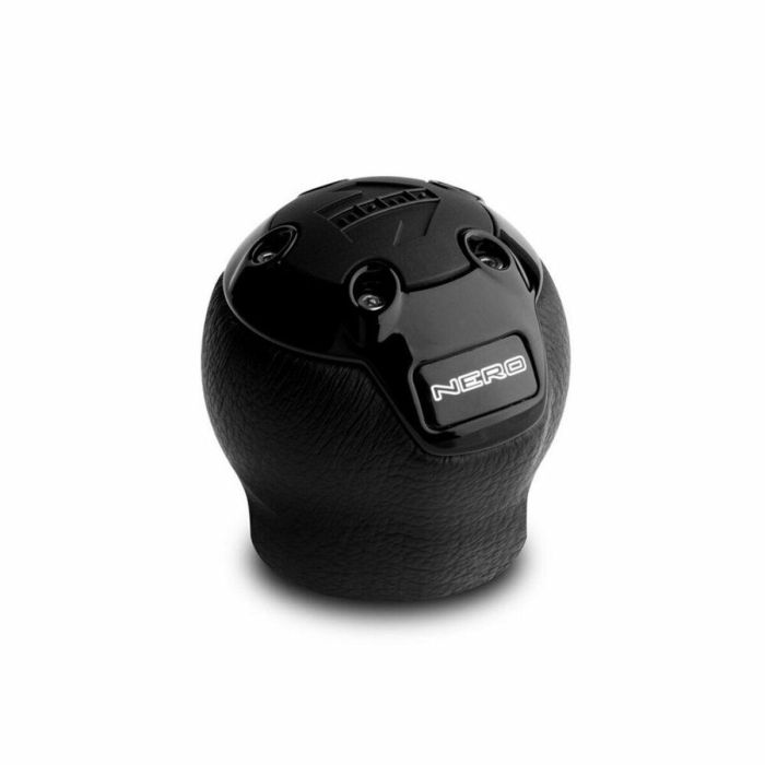 MOMO MOMPONEROBLK00SL Pomo palanca de cambios Nero Rev.System de piel y aluminio, universal, deportivo, original