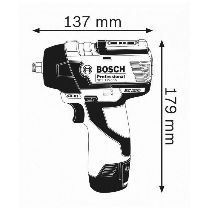 Bosch Professional GDS 12V-115 llave de impacto sin batería - 06019E0101 1