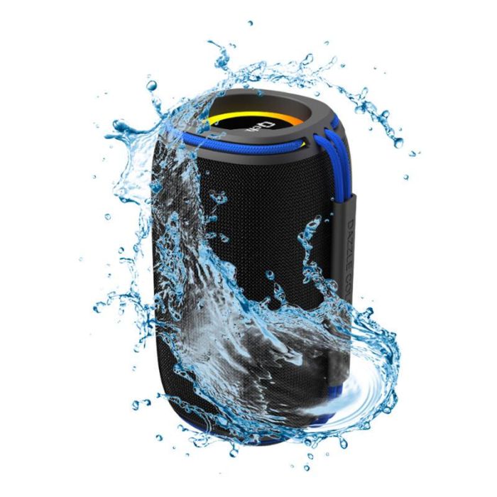 Qcharx international Altavoz Flow Bluetooth 5.3 15W Negro con Asa Azul 1 Qcharx international Altavoz Flow Bluetooth 5.3 15W Negro con Asa Azul 1
