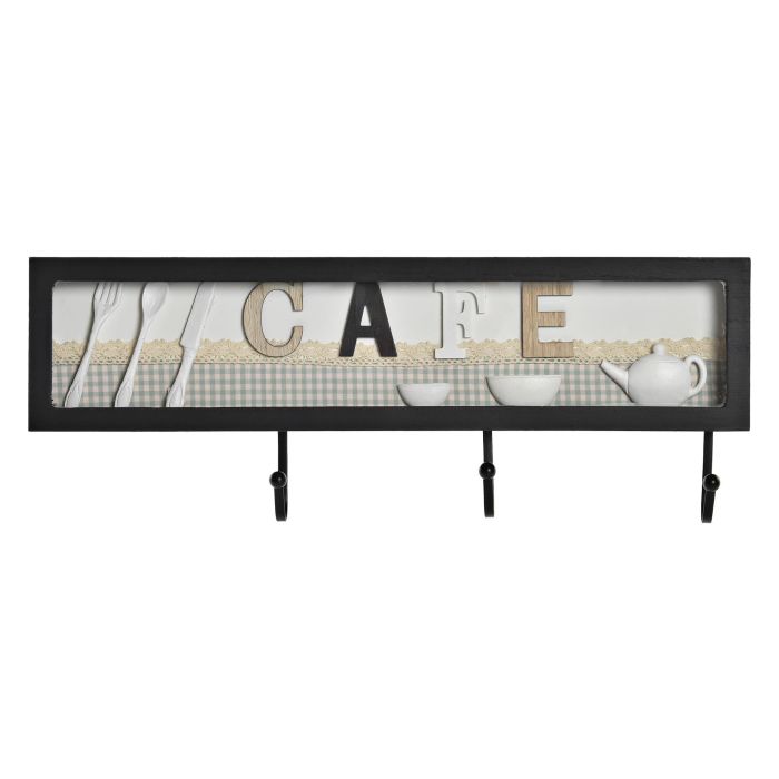 DKD Home Decor Perchero de Pared Shabby Verde, Marrón y Negro con patrón Cafe Vichy de MDF y Metal, 2 Unidades, 4x17x45 cm DKD Home Decor Perchero de Pared Shabby Verde, Marrón y Negro con patrón Cafe Vichy de MDF y Metal, 2 Unidades, 4x17x45 cm