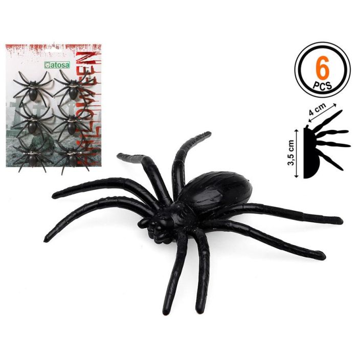 Arañas Plástico Negro 6 Piezas 4 cm para Halloween Decoración
