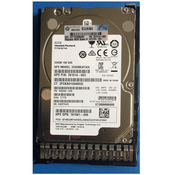 Hewlett Packard Enterprise 300GB 2.5" 12G SAS 10K RPM SFF SC Disco Duro - Sustituto compatible verificado HP 1
