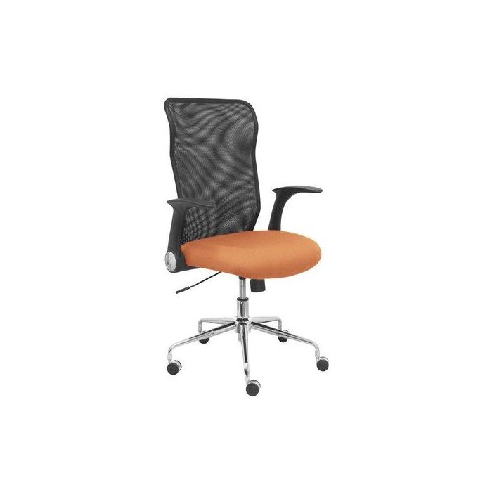 Silla Piqueras Y Crespo Minaya Brazos Retractiles Mecanismo Basculante Ergonomica Respaldo Malla Transpirable Negra Asiento Tapizado Bali Marron