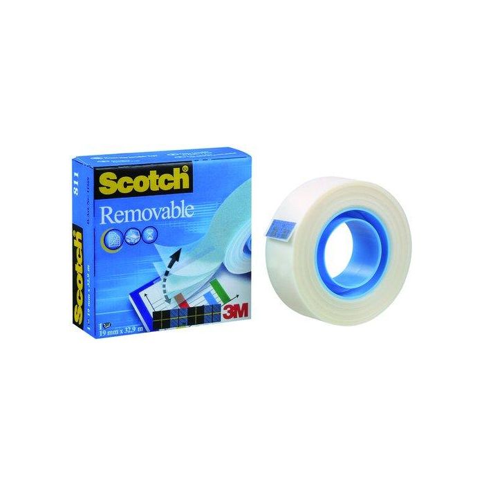 Scotch Cinta adhesiva Magic invisible removible 33m x 19mm para oficina y maquetación
