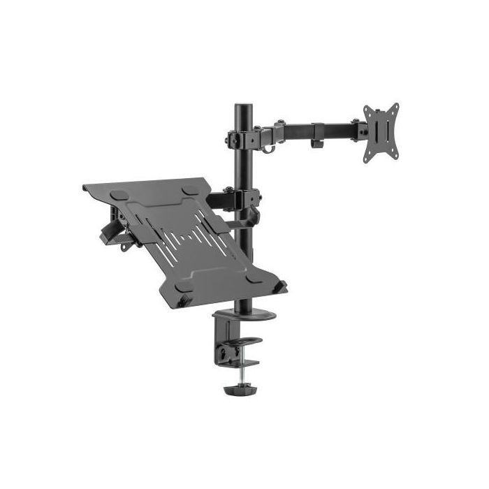 Ewent EW1519 Soporte de Escritorio Ergonómico para Monitor hasta 32" y Portátil 15.6" VESA 75x75 100x100 Negro 1 Ewent EW1519 Soporte de Escritorio Ergonómico para Monitor hasta 32" y Portátil 15.6" VESA 75x75 100x100 Negro 1