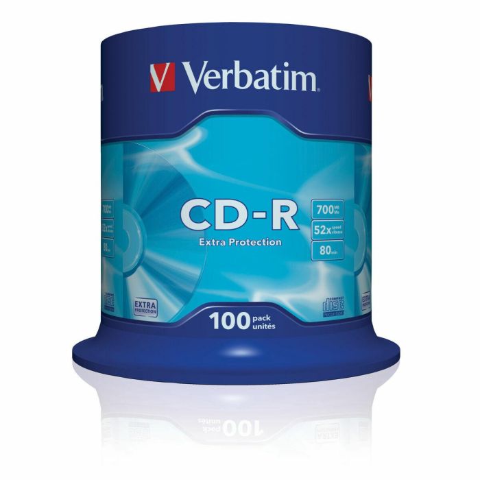Verbatim CD-R 700Mb 52X 100 unidades con Superficie Extra Protection Verbatim CD-R 700Mb 52X 100 unidades con Superficie Extra Protection