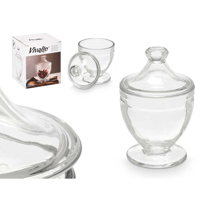 Bombonera Vivalto con tapa de vidrio, 12x19x12 cm, 750 ml, transparente (12 Unidades) Bombonera Vivalto con tapa de vidrio, 12x19x12 cm, 750 ml, transparente (12 Unidades)