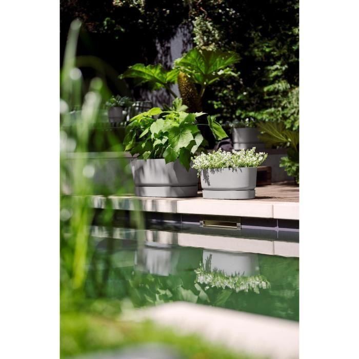 Greenville Oval Planter - Plastic - con ruedas - Ø60 - Cemento vivo 5